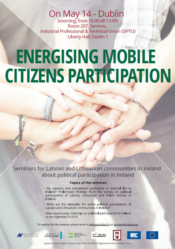 Politiskās līdzdalības semināri Korkā un Dublinā